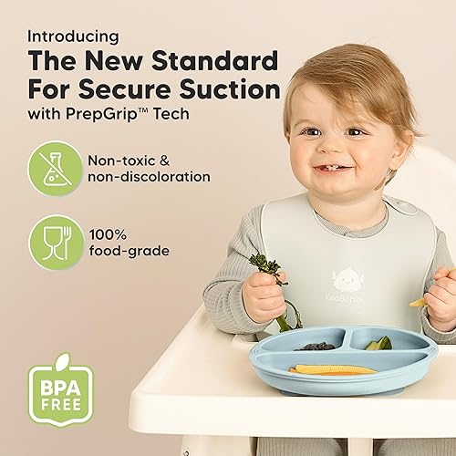 Miniatura 2 de KeaBabies Placas de succión para bebés y niños pequeños, paquete de 3 platos 100% de silicona para niños pequeños, divididos, sin BPA, esenciales de