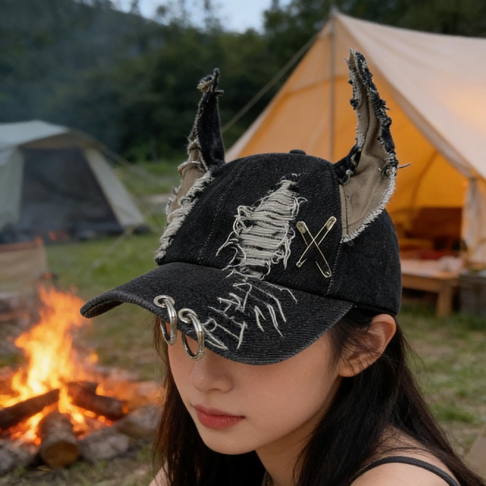Sharplace Baseball Cap Fantasia Animale Denim Visiera Regolabile Traspirante Stile Gotico Adatto per Donna Uomo Party Cosplay Vita Quotidiana Famiglia