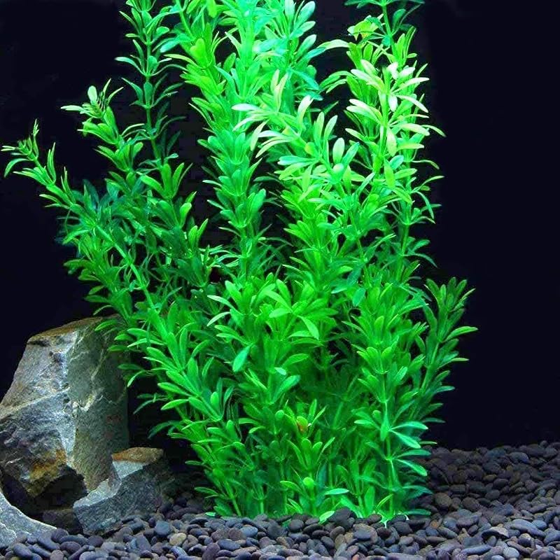 Planta artificial para aquário em plástico com base de cerâmica YXQ 24IN, 63 cm