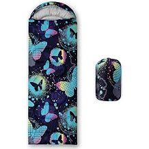 HOSIMA Kids Sleeping Bag for Boys Girls,Black Cat Print-Lightweight Warm Portable Outdoor Indoor-Waterproof Cold Weather Resistant Sleeping Bag for Camping Hiking