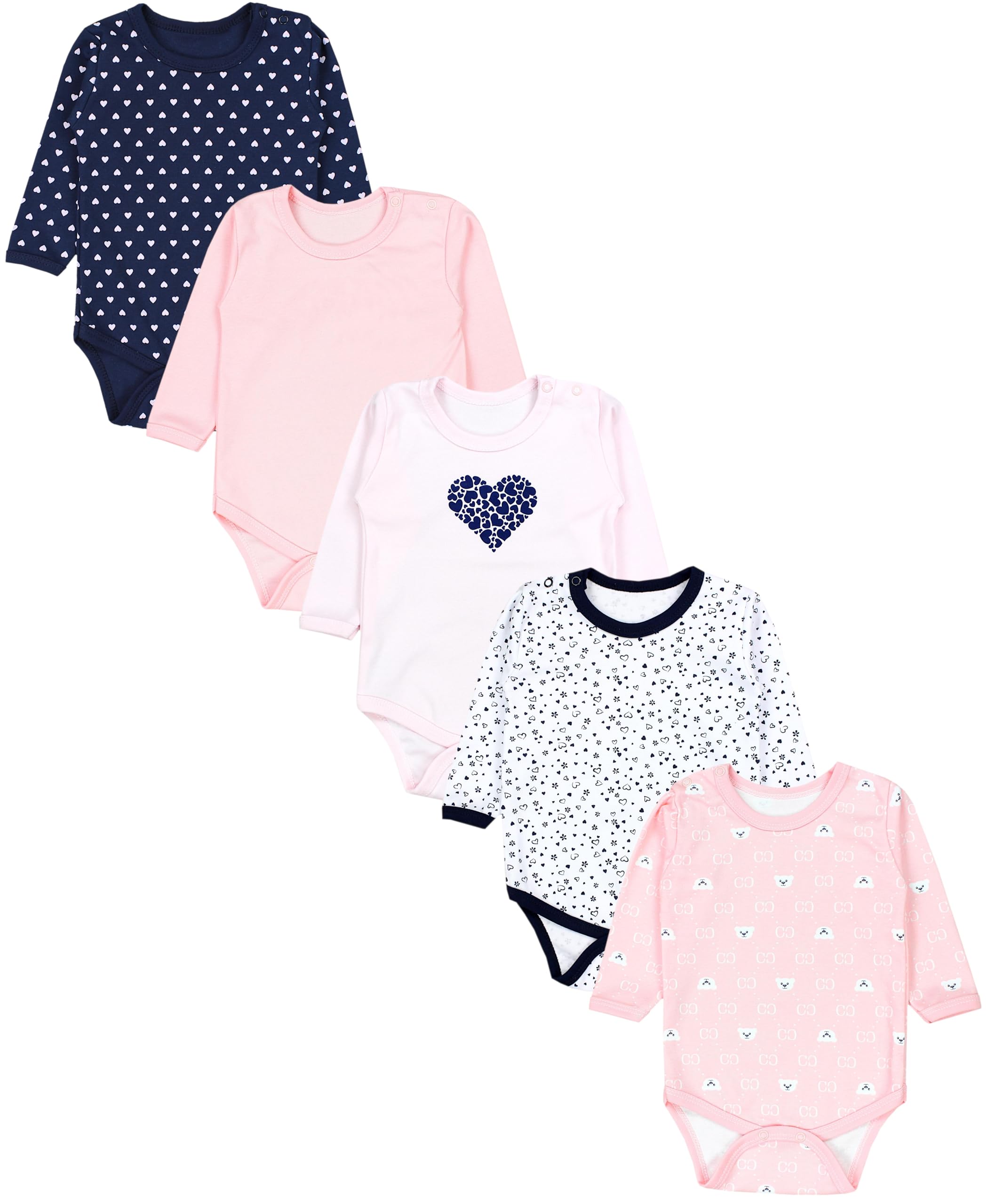 TupTam Body Bebe Manga Larga – Pack 5 Bodies Bebe Niña Unicolor – Algodón Suave y Transpirable