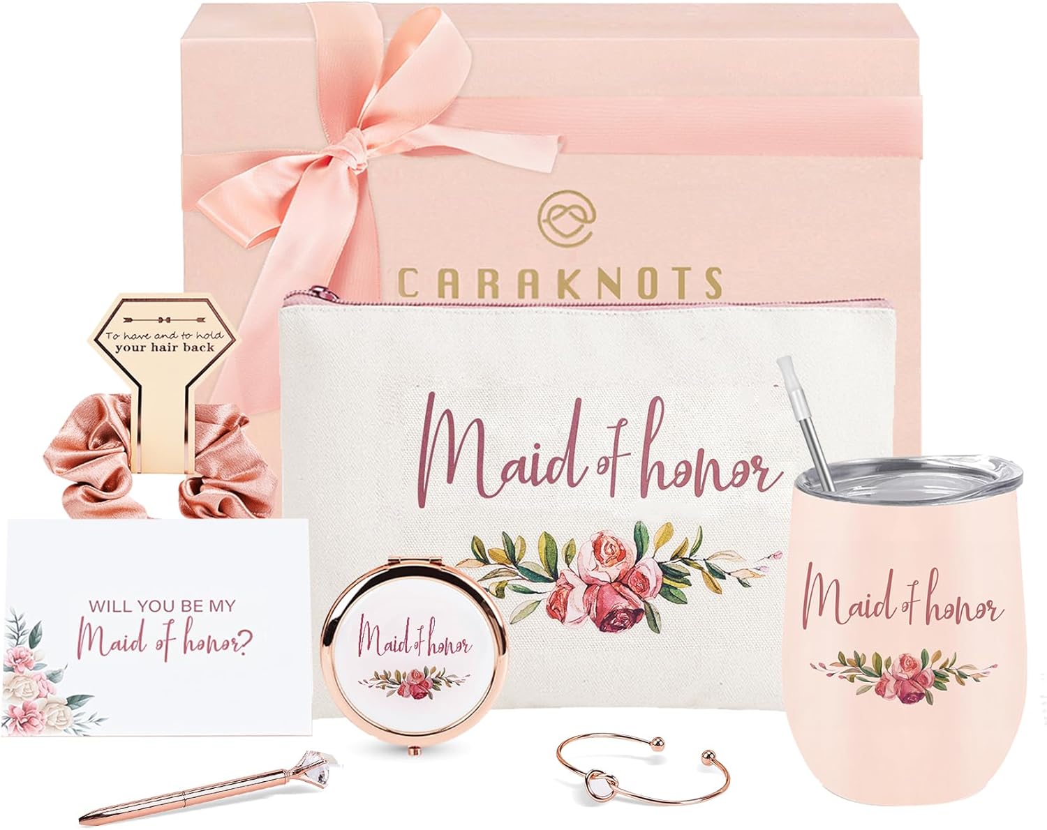 CARAKNOTS Bride Tribe 12 OZ Stainless Steel Insulated Tumbler Set of 4 - Wedding Bridal Shower Bachelorette Party Gifts for Bridesmaids