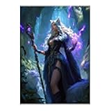 Katomula 100 MTG Card Sleeves with 100 Inner Sleeve, Textured Back Art Sleeves, Fit Standard Size Cards- Cat Warlock