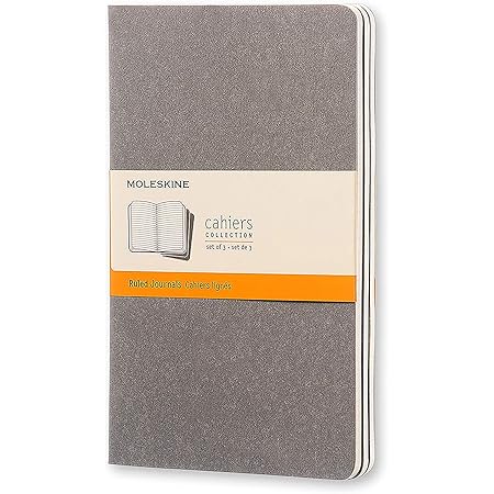 Moleskine Cahier Journal, Soft Cover, Large (5" x 8.25") Ruled/Lined, Pebble Grey, 80 Pages (Set of 3)