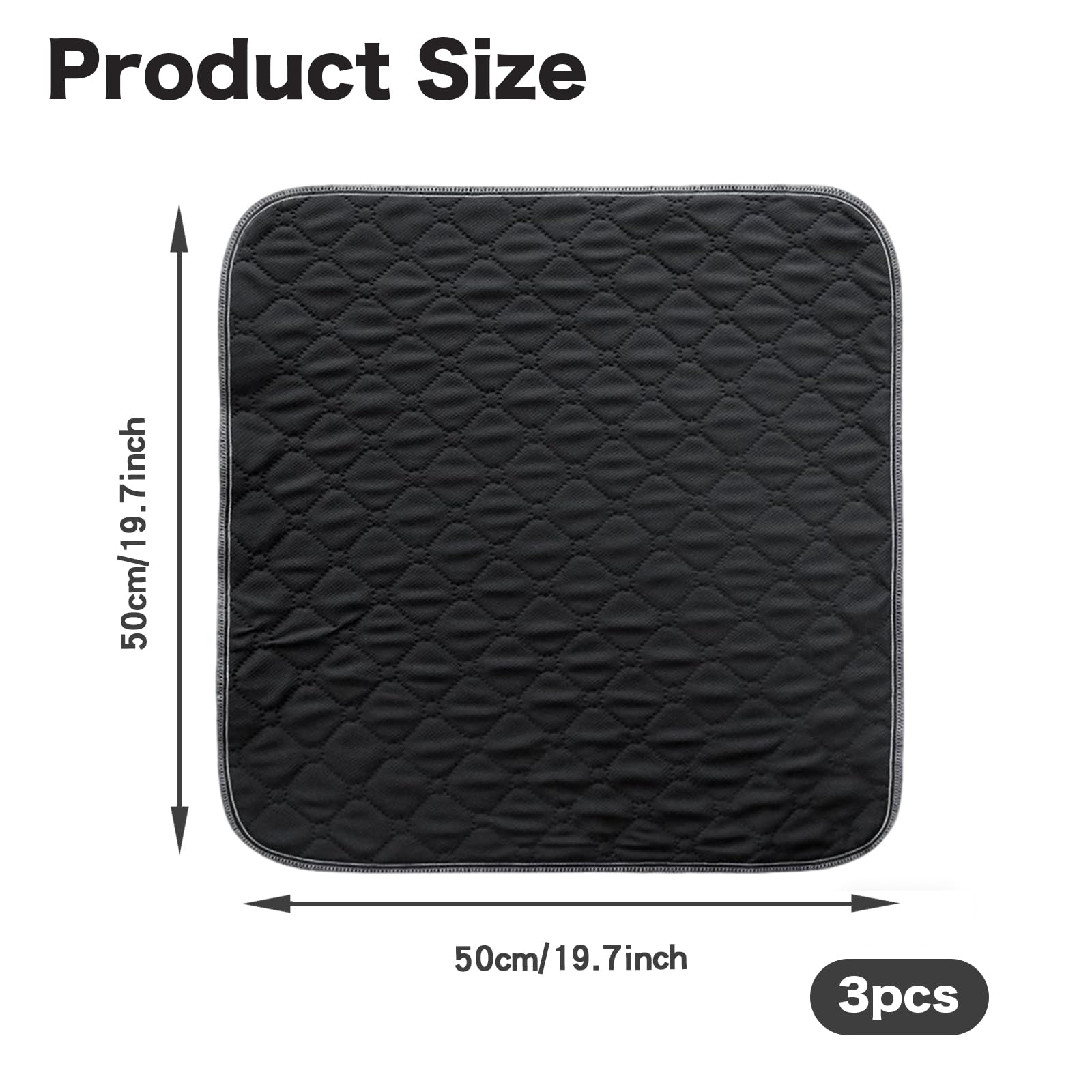 Image secondaire de Lot de 3 coussins lavables antidérapants pour incontinence - 50 x 50 cm