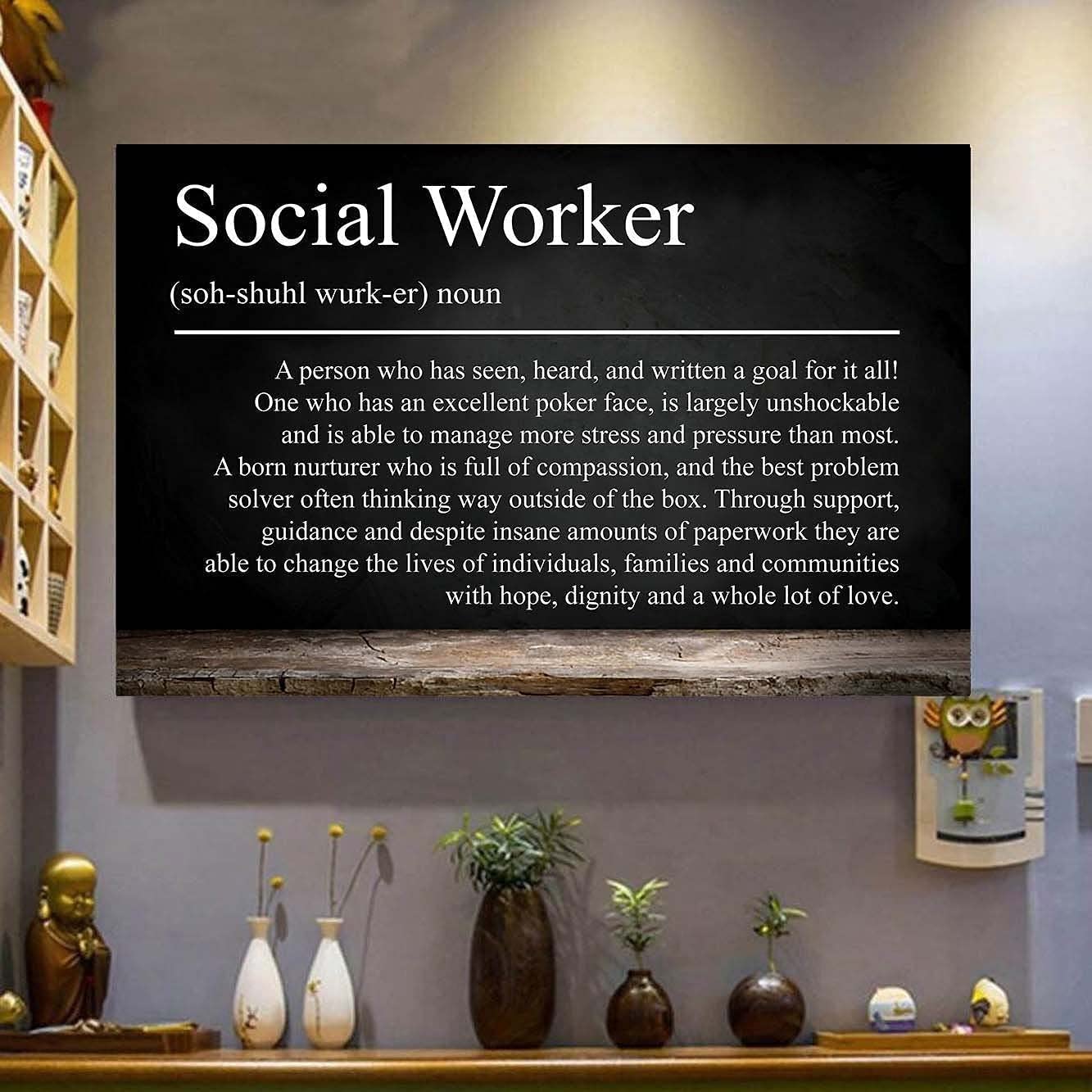 Social Work Definition Social Worker Gift Coworker Gift Metal Tin Sign Hanging Retro Plaque Kitchen Poster Cafe Bar Pub Store Man cave Art Novelty Designs 5.5x8inch