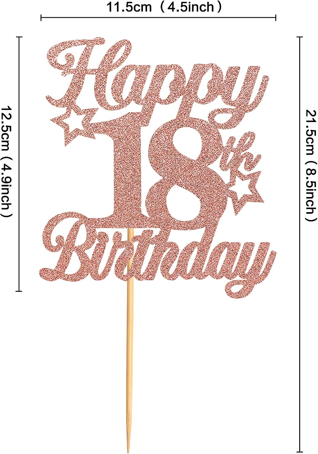 Blumomon 3 Pack Rose Gold 18th Birthday Cake Topper, Number 18 - Image 3