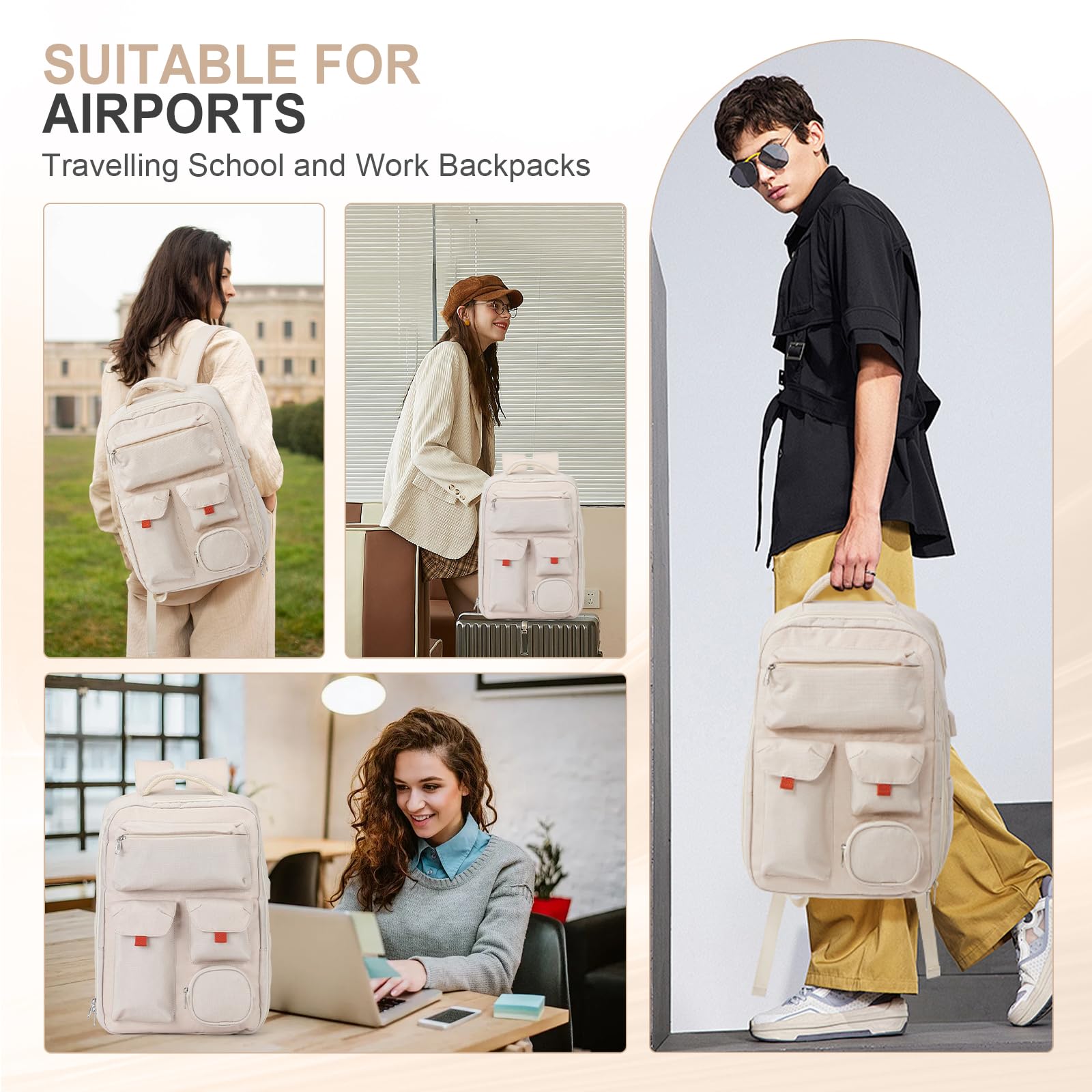 SZLX Zaino Ryanair 40x20x25 e 45x36x20 - Bagaglio a Mano Donna e Uomo, Borsa da Cabina Impermeabile per Laptop 14 Pollici, Zaino da Viaggio