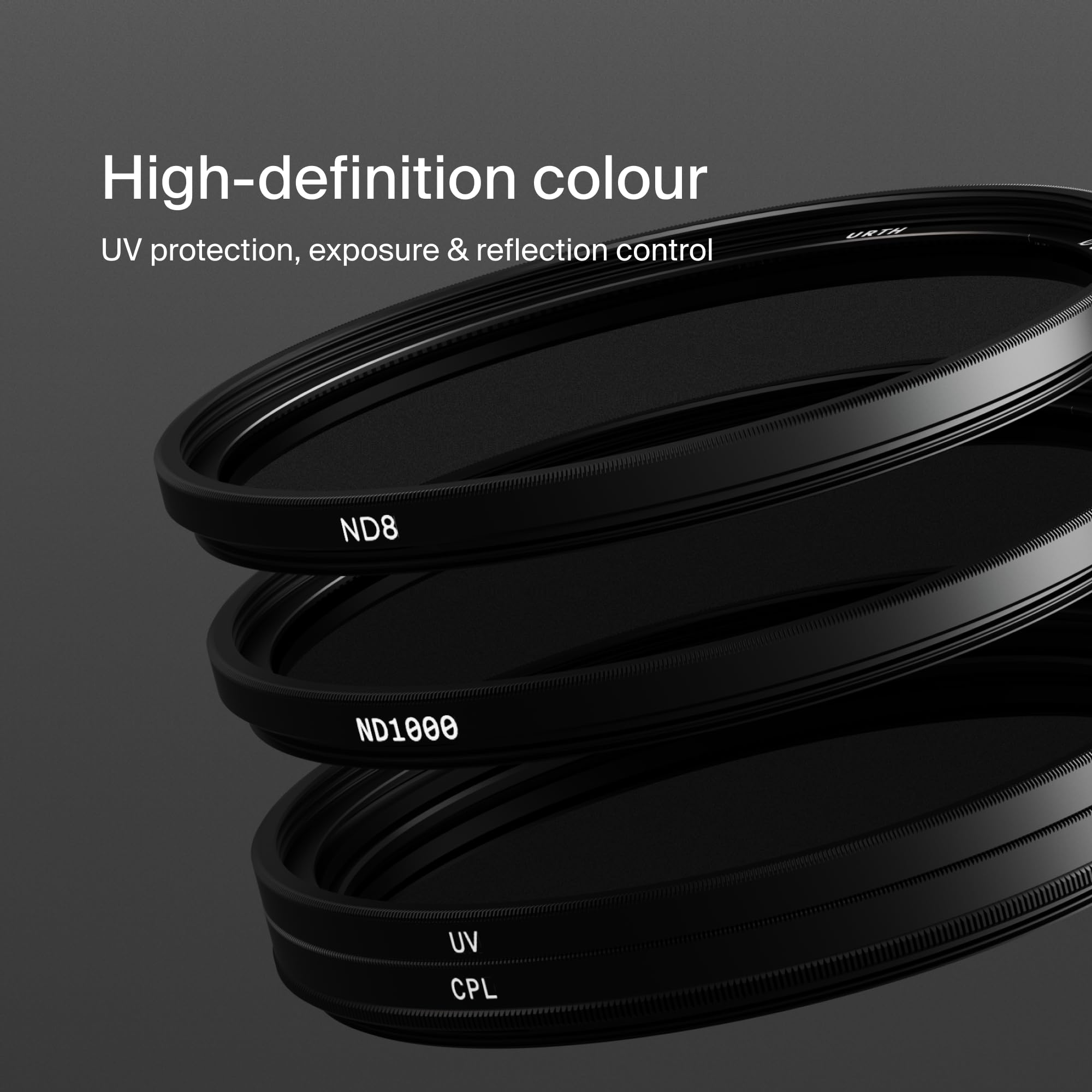 Urth 49 mm Kit Filtri UV, CPL, ND8, ND1000 (Plus) per Obiettivo 4-in-1 — Nano Rivestimento, Filtro per Fotocamera in Vetro Ottico HD con 2 Tappi