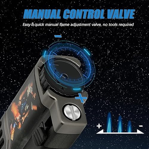 Miniatura 5 de LIHTUN Encendedor de puros, paquete de 2 con ponedor de puros, soporte para puros, 4 sopletes de llama de chorro, encendedor de butano recargable,