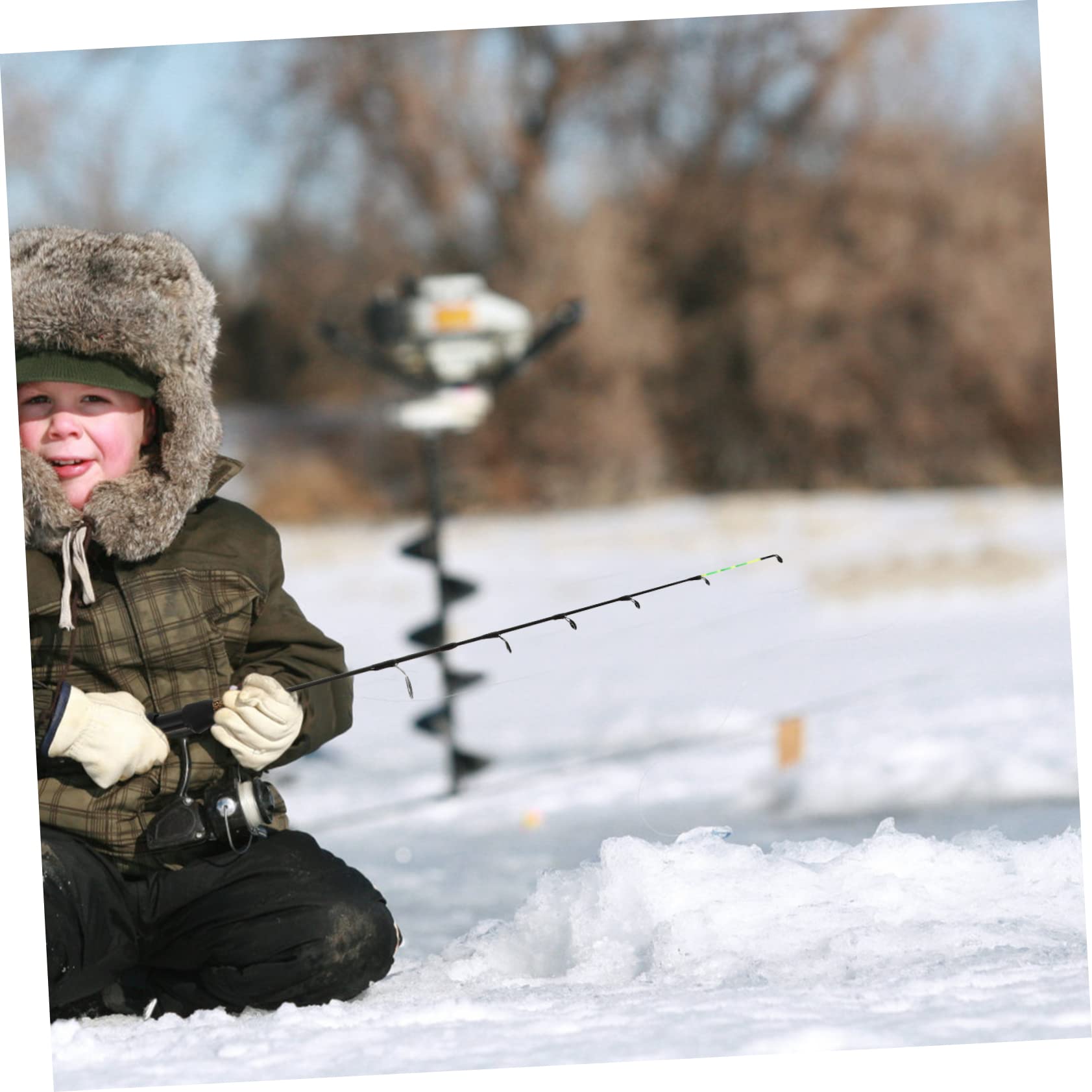 POPETPOP Caña De Pescar Ergonómica De 3 Piezas para Hielo Señuelo De Carbono De Postes Ligera Y Resistente para La Pesca De Camarones.