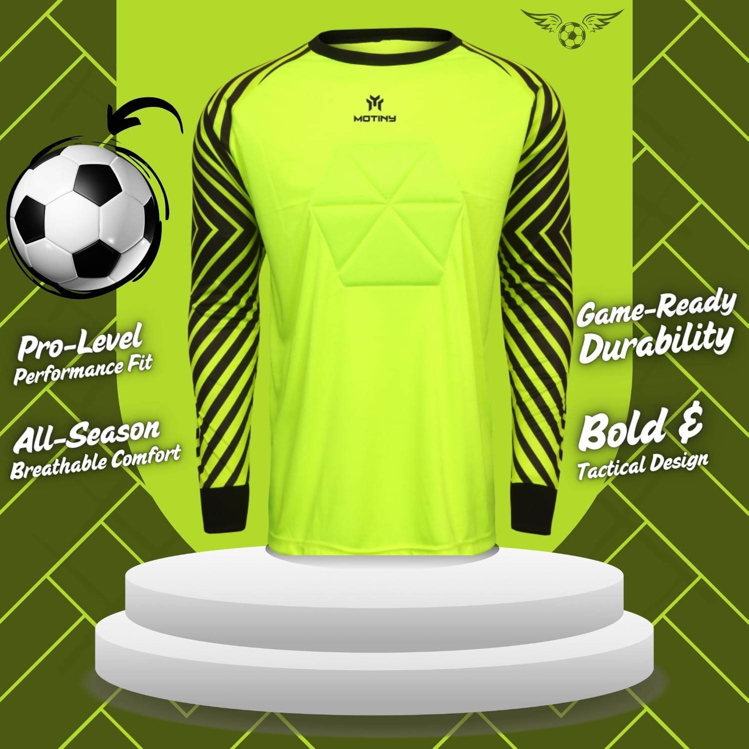 Camiseta de portero acolchada en el pecho para adultos/niños, codo de fútbol acolchado, para jóvenes/adultos, manga larga, Florosent, 3X-Small