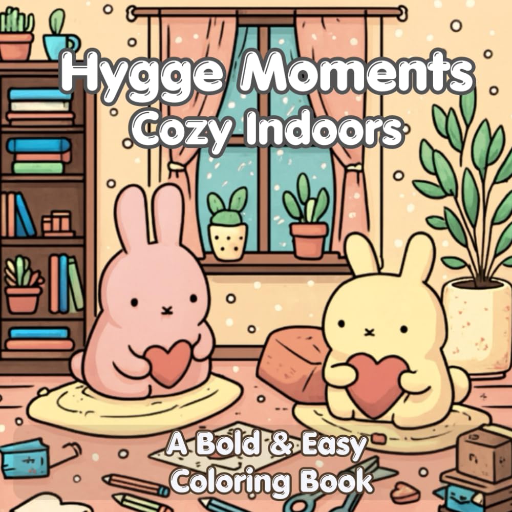 Hygge Moments - Cozy Indoors: A Relaxing Coloring Book for Adults and Teens with Adorable Animals and Peaceful Indoor Moments