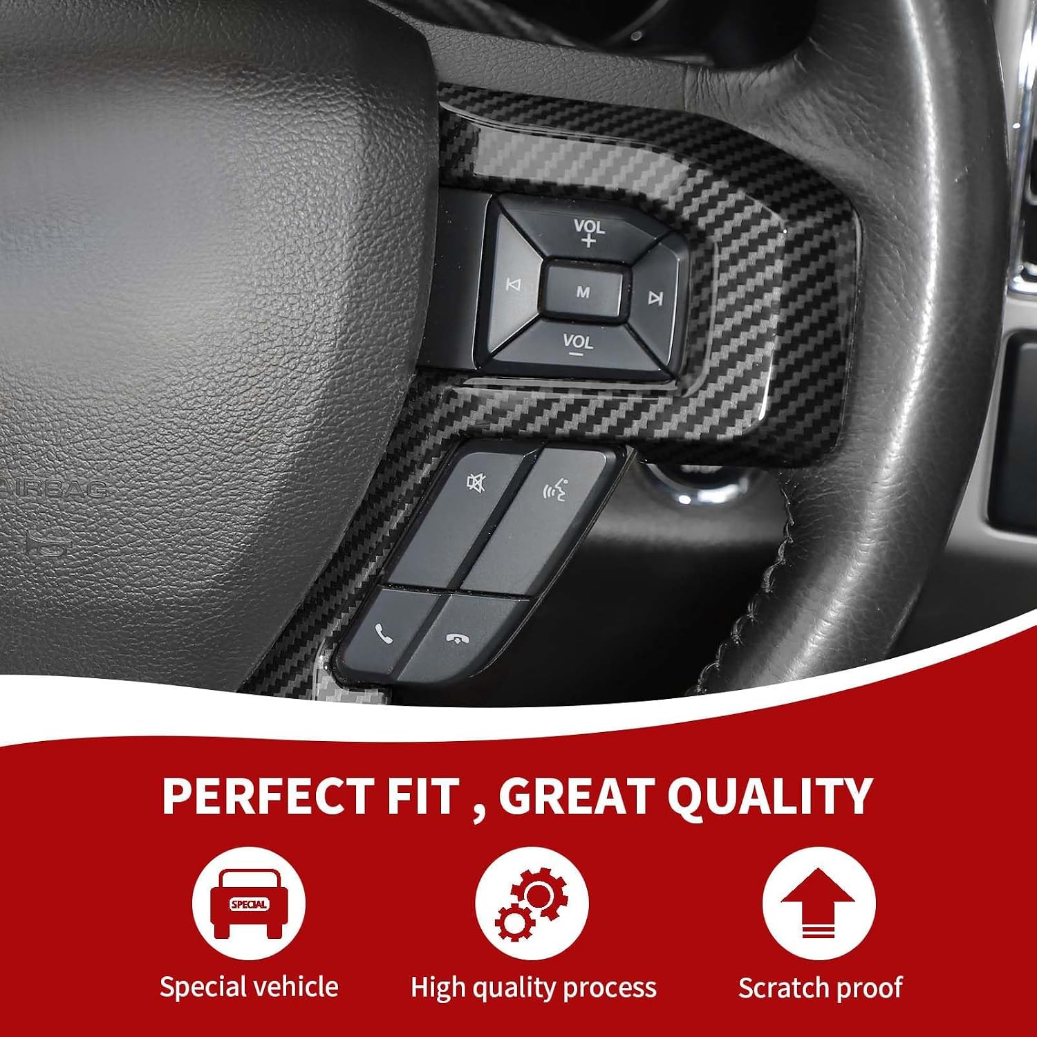 RAZPOY for F150 Interior Trim Kit, Steering Wheel Trim Dash Board Cover Compatible with 2015-2020 Ford F150 Carbon Fiber Interior Accessories
