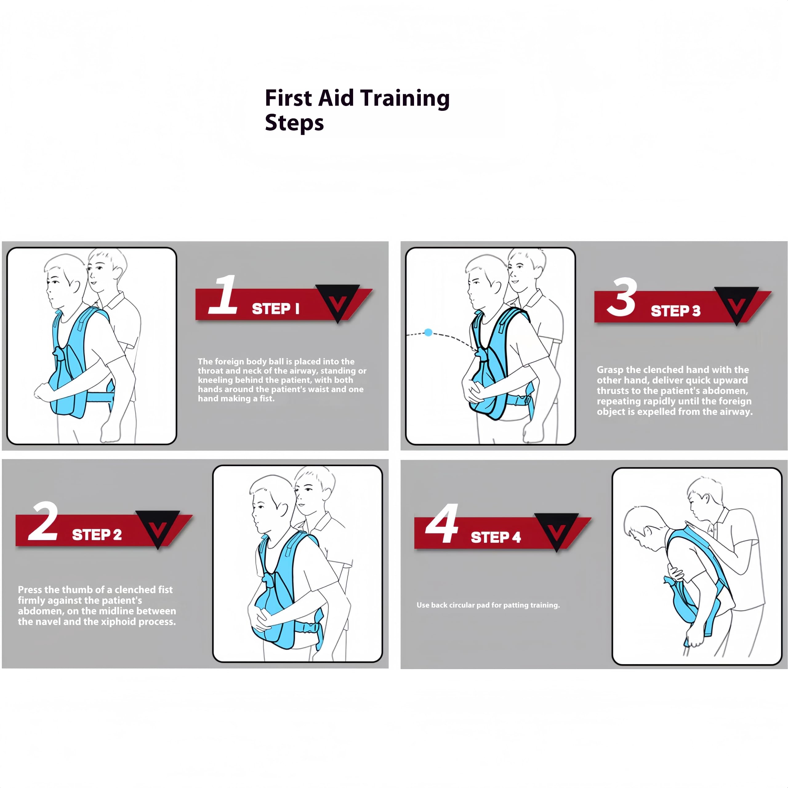 Chaleco de entrenamiento antiasfixia Heimlich, modelo de entrenamiento de práctica de simulación de obstrucción de las vías respiratorias con diseño ajustable en la espalda para enfermeras y