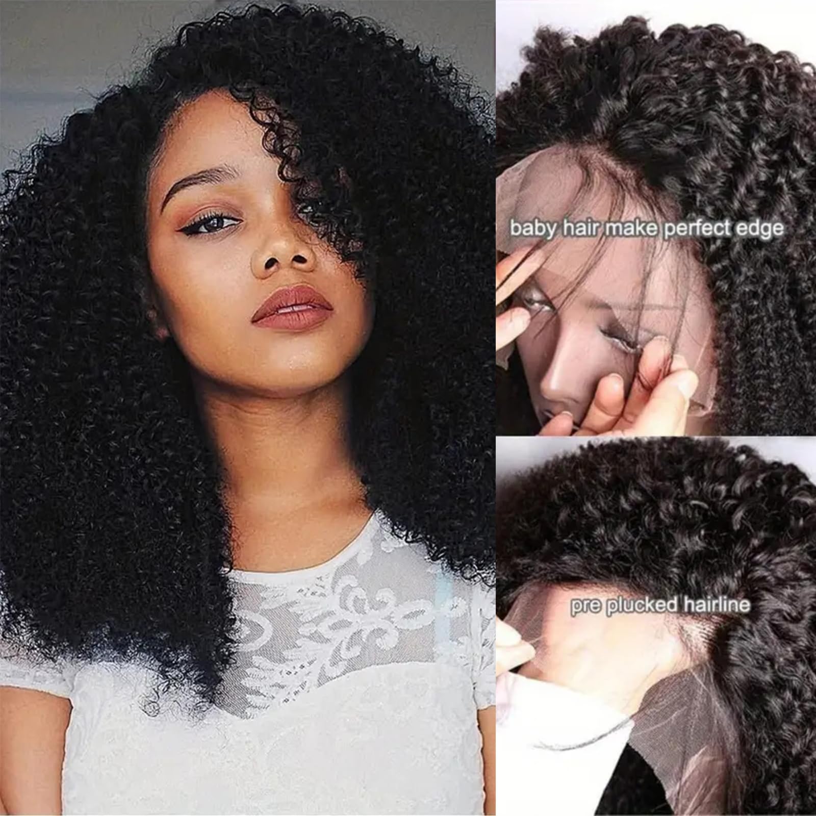 Human Hair Bob Wig 12 Inch Kinky Curly 13x4 Lace Front Glueless Amazon.com : Jolanly 12 Inch Afro Kinky Curly Bob Wig Human  main image 4