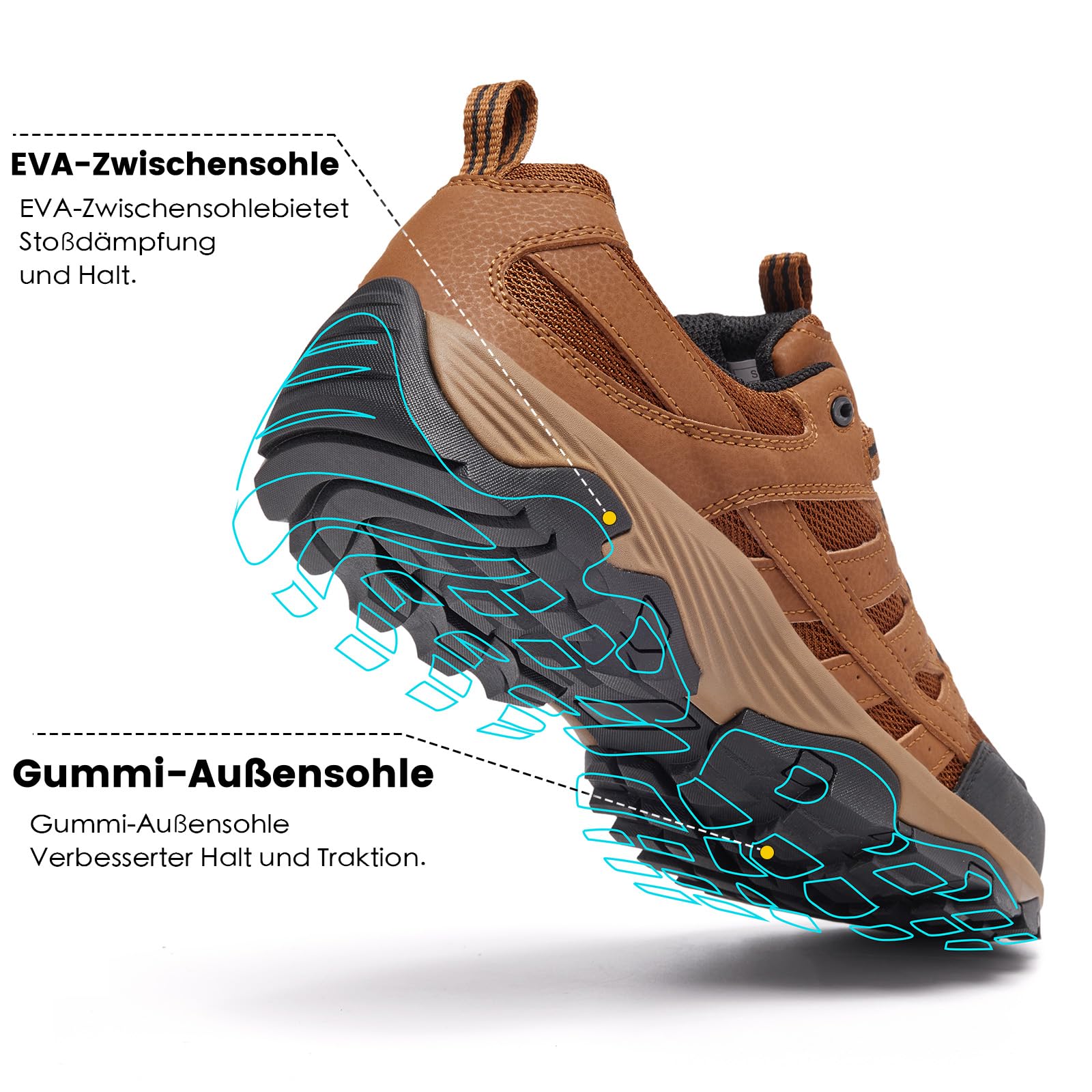SHULOOK Chaussures de Randonnée Homme Imperméables Antidérapantes High Rise, Ultra Légères pour le Camping, le Traking, la Randonnée, Hiking Boot Gris Taille 8 EU