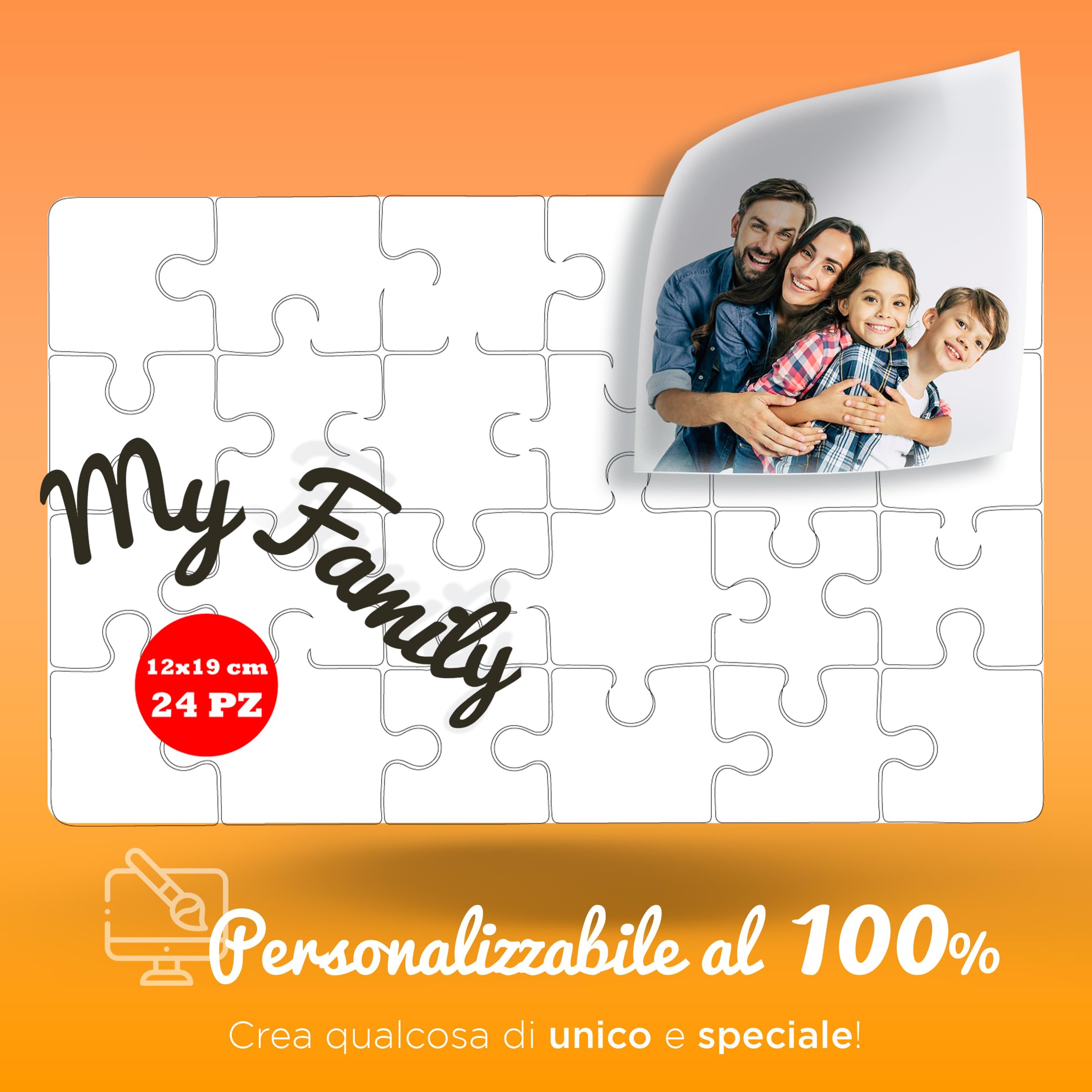 Puzzle personalizzato foto testo 24-384 pezzi stampato alta definizione 12x19 cm