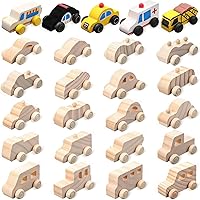 Leyndo 20 Pack Paintable Wooden Cars for Kids - DIY Wood Cutouts Trucks Race Cars Crafts Painting Projects