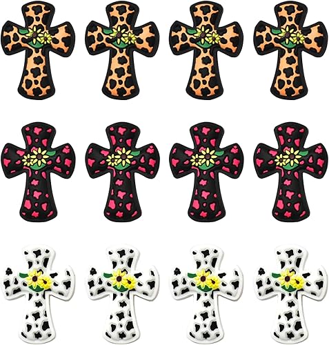 12 cuentas focales de silicona para bolígrafos, personajes, cuentas focales, cuentas de silicona en forma de cruz para hacer llaveros, cuentas de