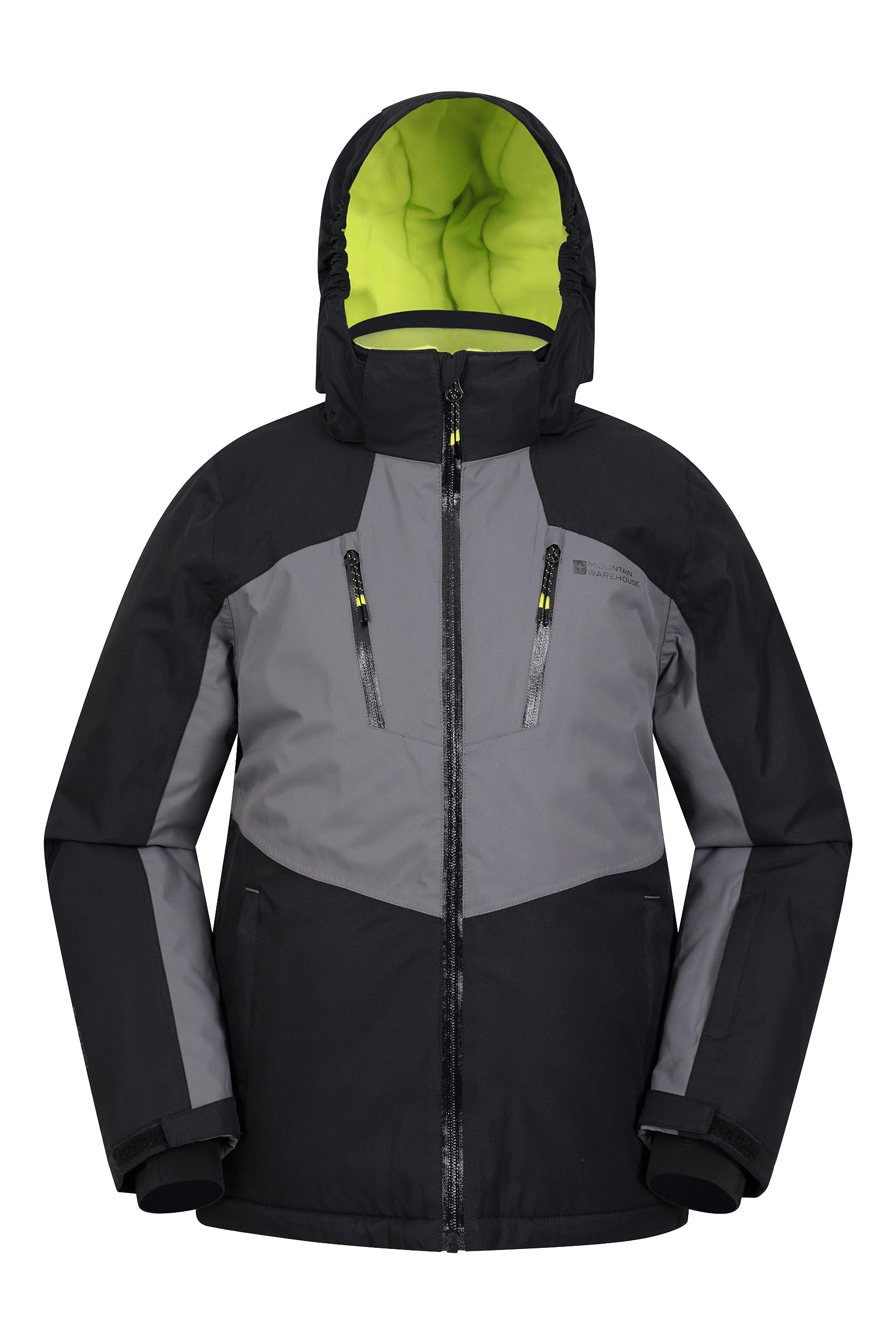 Mountain Warehouse Dark Grey Galactic Kids Waterproof Ski Jacket - Detachable Hood, Taped Seams, Breathable, Integrated Snowskirt - Winter, Skiing, Snowboarding Kids Size 7-8 Years