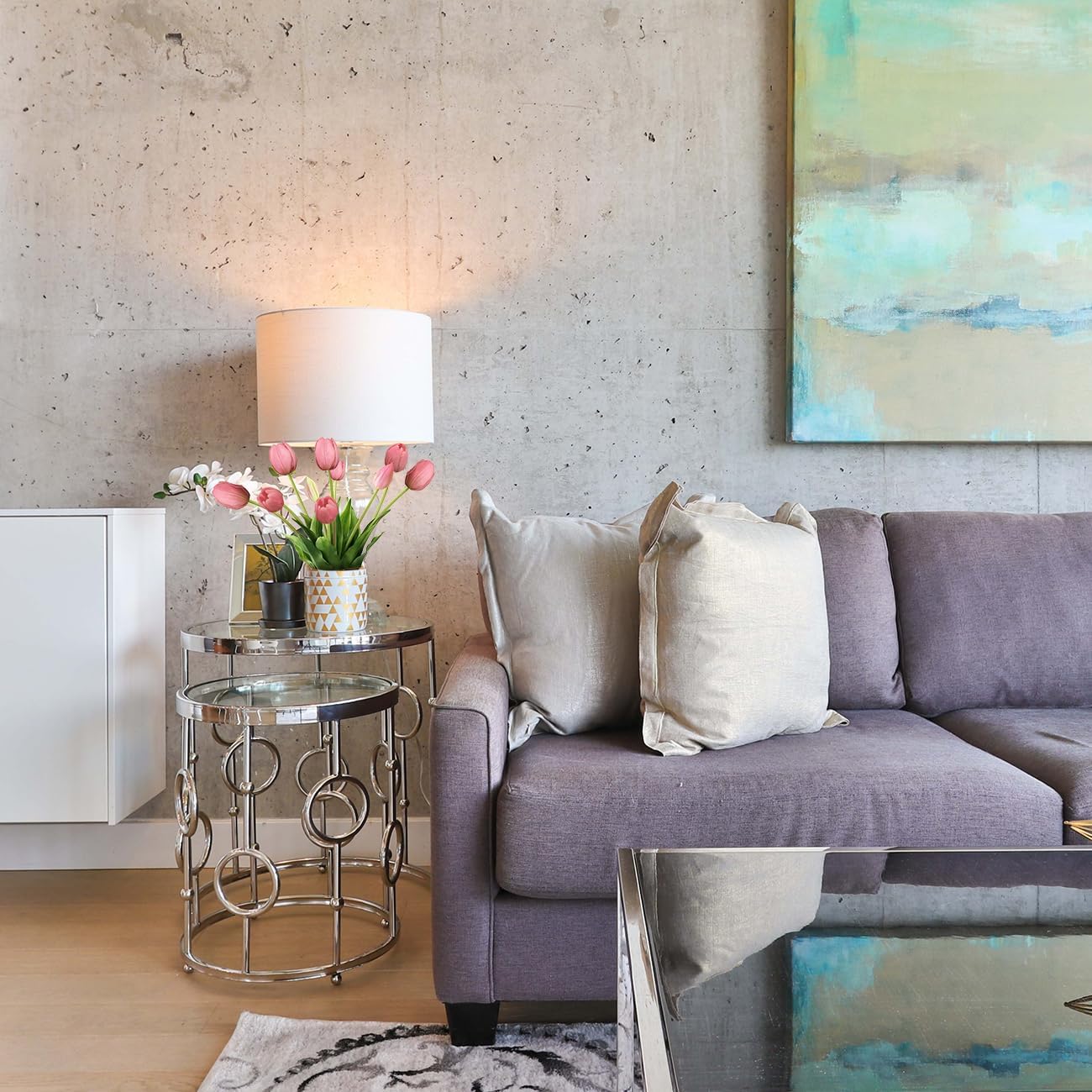 10 Pcs Fake Tulips Tulips Artificial Flowers Real Touch Fake Flowers Artificial Flower Bouquet for Home Table Party Wedding Decoration(Light Purple)