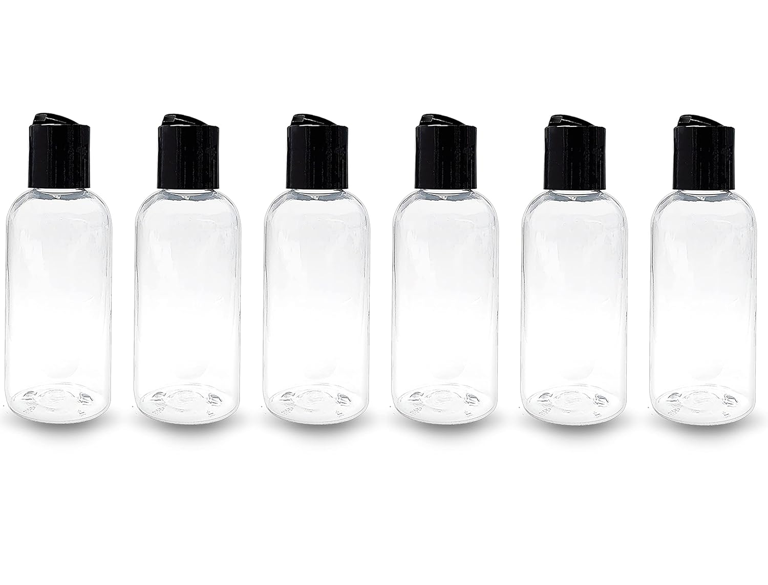 ljdeals 4 oz Clear Plastic Empty Bottles with Black Disc Top Caps, Refillable Containers for Shampoo, Lotions, Cream and more Pack of 6, BPA Free, Made in USA : Beauty & Personal Care