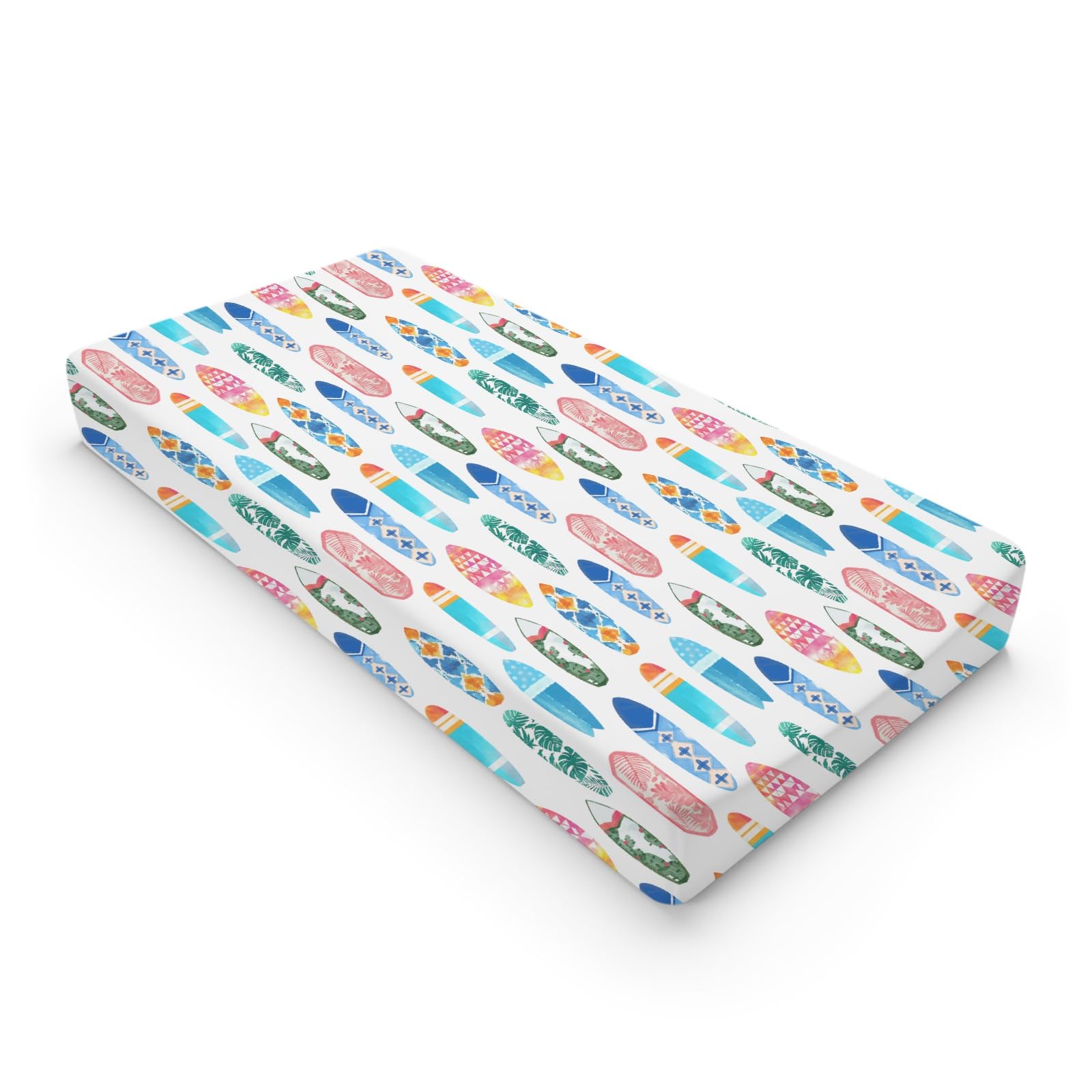 Colorful Surfboards Baby Changing Pad Covers for Boy Girl 32''x16'' Hawaiian Tropical Beach Surfing Fitted Diaper Change Table Mats Boho Summer Ocean