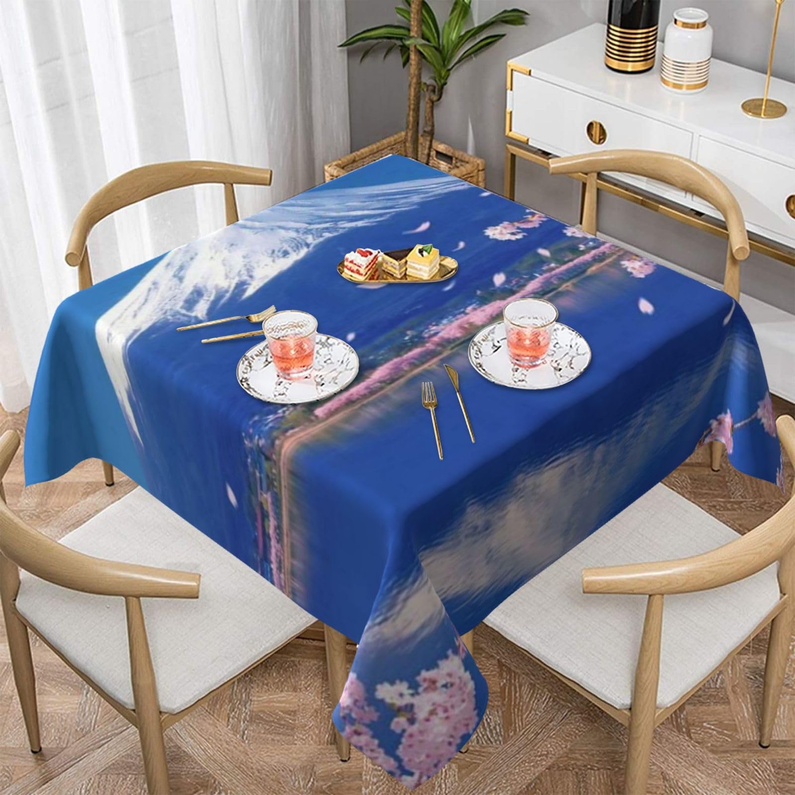 Nappe anti-poussière Mont Fuji carrée pour table de cuisine