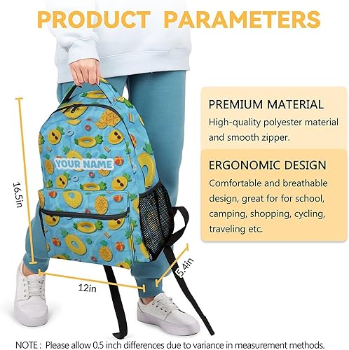 Miniatura 3 de Mochila de piña para niñas, mochilas azules de 16 pulgadas para la escuela, bonita bolsa ligera para niños, 1-2Pineapple, Mochilas Daypack
