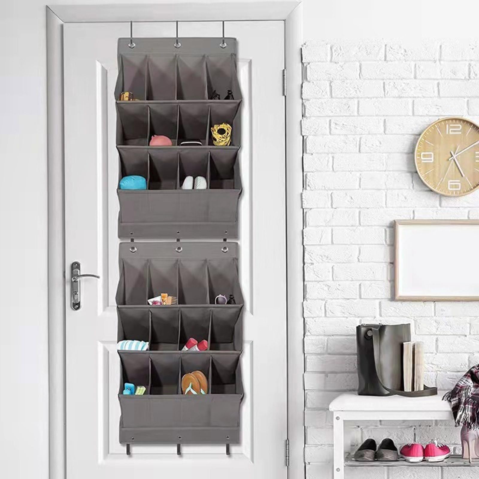 Colgador de zapatos para colgar en la puerta, gris 15 cuadrícula 1