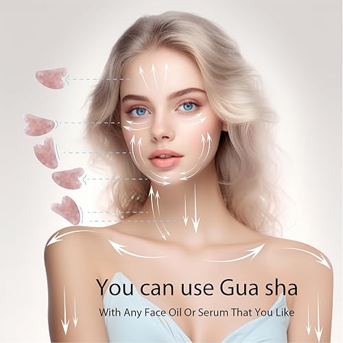 Miniatura 4 de Herramientas faciales de cuarzo rosa Gua Sha para el cuidado de la piel, masajeador facial, herramienta Gua Sha, herramienta de escultura facial de