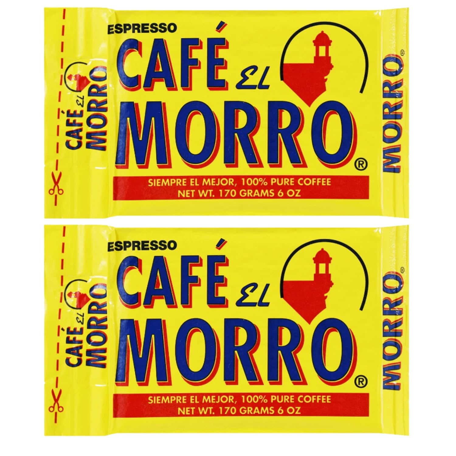 RGSB Cafe El Morro Bricks Premium Ground Coffee, Dark Roast Espresso 100% Pure Coffee, Rich Flavor with Smooth Finish Ideal for Hot or Cold Serving Home Kitchen Staple 6oz Vacuum Pack Set of 2