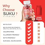 SUKU Vitamins Sugar-Free & Sugar-Alcohol-Free Keto Apple Cider Vinegar Gummies with Mother | 1020mg per Serving | ACV Gummies with B12 | Metabolism Gummies for Healthy Gut, Digestion & Energy Boosting