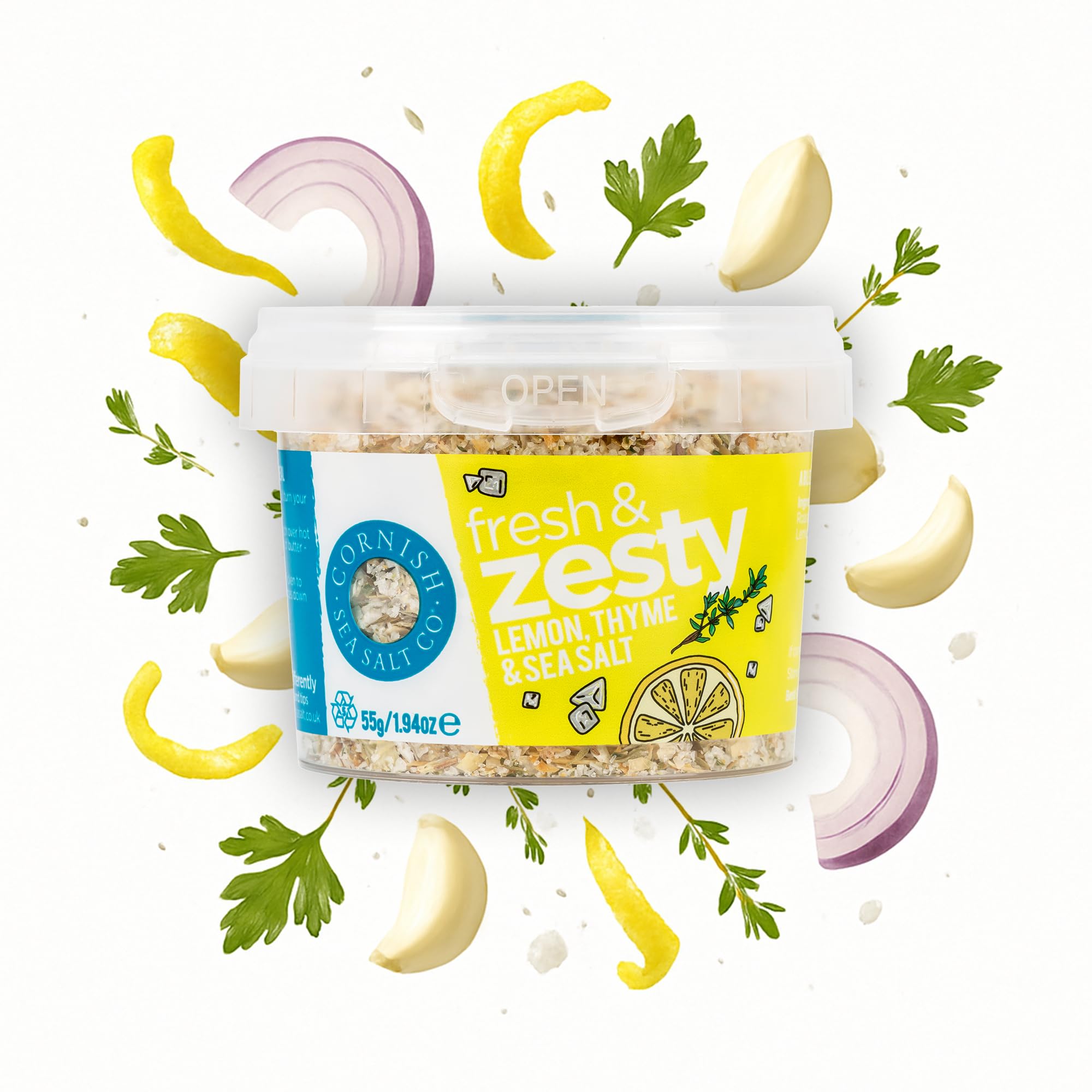 Cornish Sea Salt - Fresh & Zesty Seasoning Mineral Rich Celtic Sea Salt - Michelin Starred Chef Approved - Herbs, Spices & Seasonings - Spices for Cooking, Kitchen Accessories - 55g