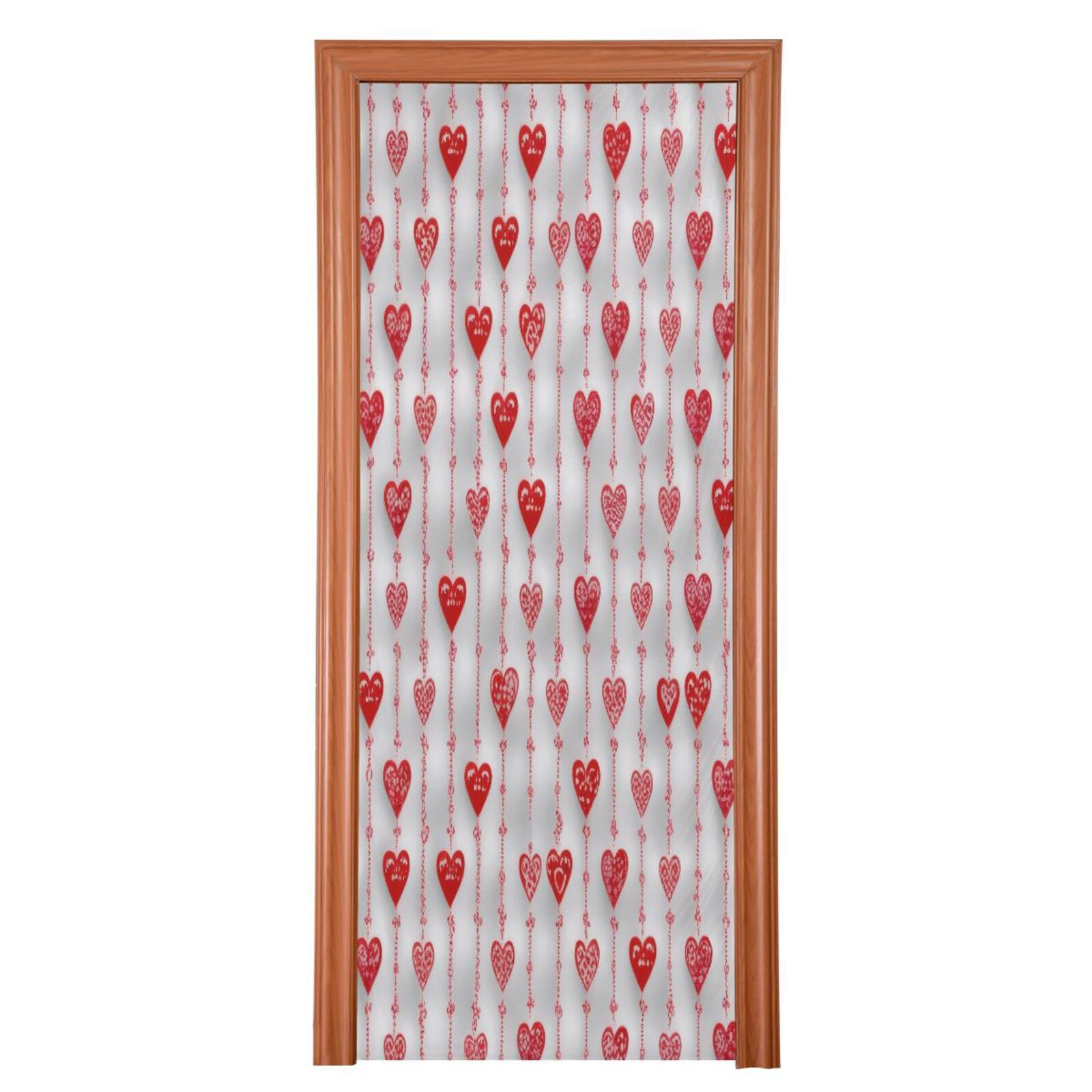 FLildon Romantic Heart Sweet Love Valentine's Day Door Cover Decoration, Party Accessory Porch Decor for Festive Ornament Room Door Covers 32 x 79 Inch