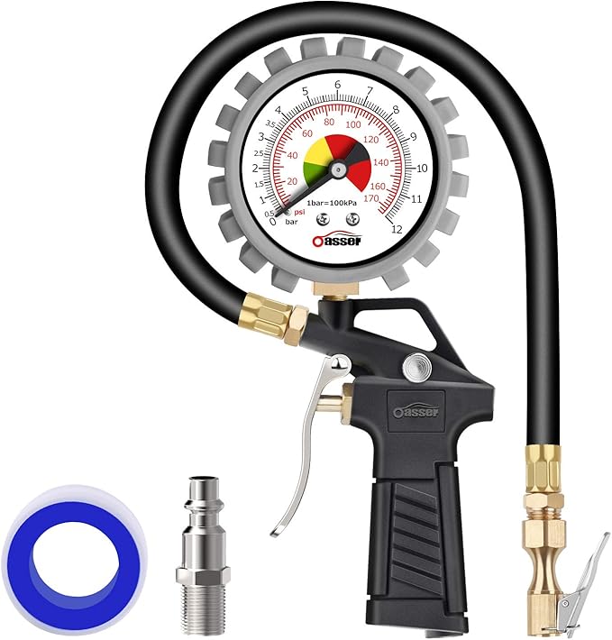 Manometro Digitale Pressione Gomme - Per Auto, Moto, Bici, Con Funzione Hold, Nero