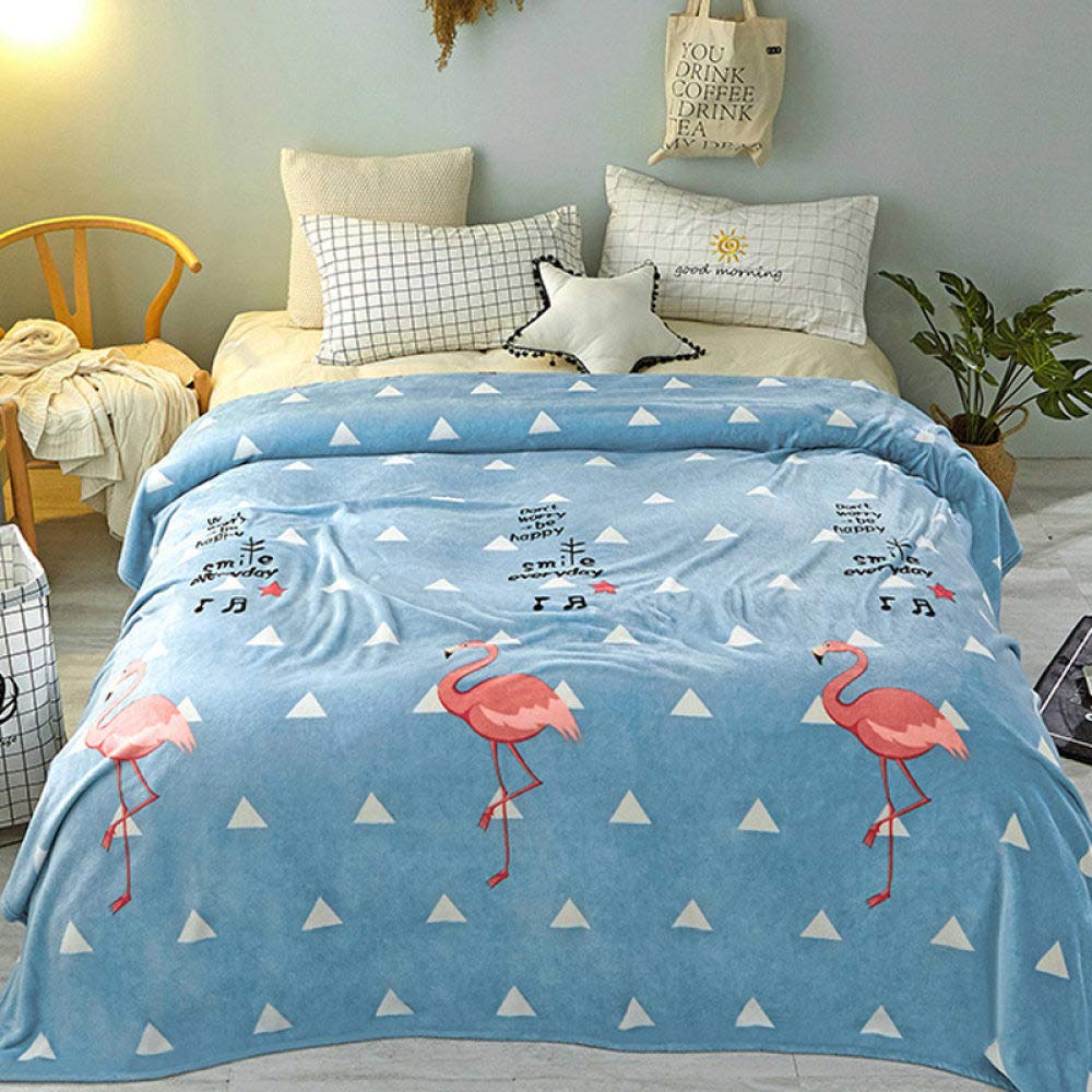 Couverture peluche épaisse douce motif Flamingo - Plaid Sherpa chaud 150x200 cm