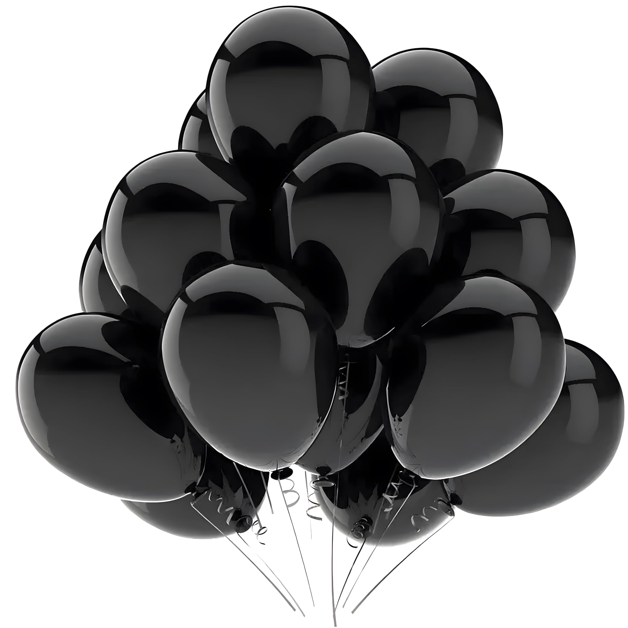 Juzfun Chrome Metallic Balloons Black 100 pcs Glossy Latex Balloon for Birthday Decoration Kit Wedding, Anniversary Floral Garland 10 Inch Helium Supported