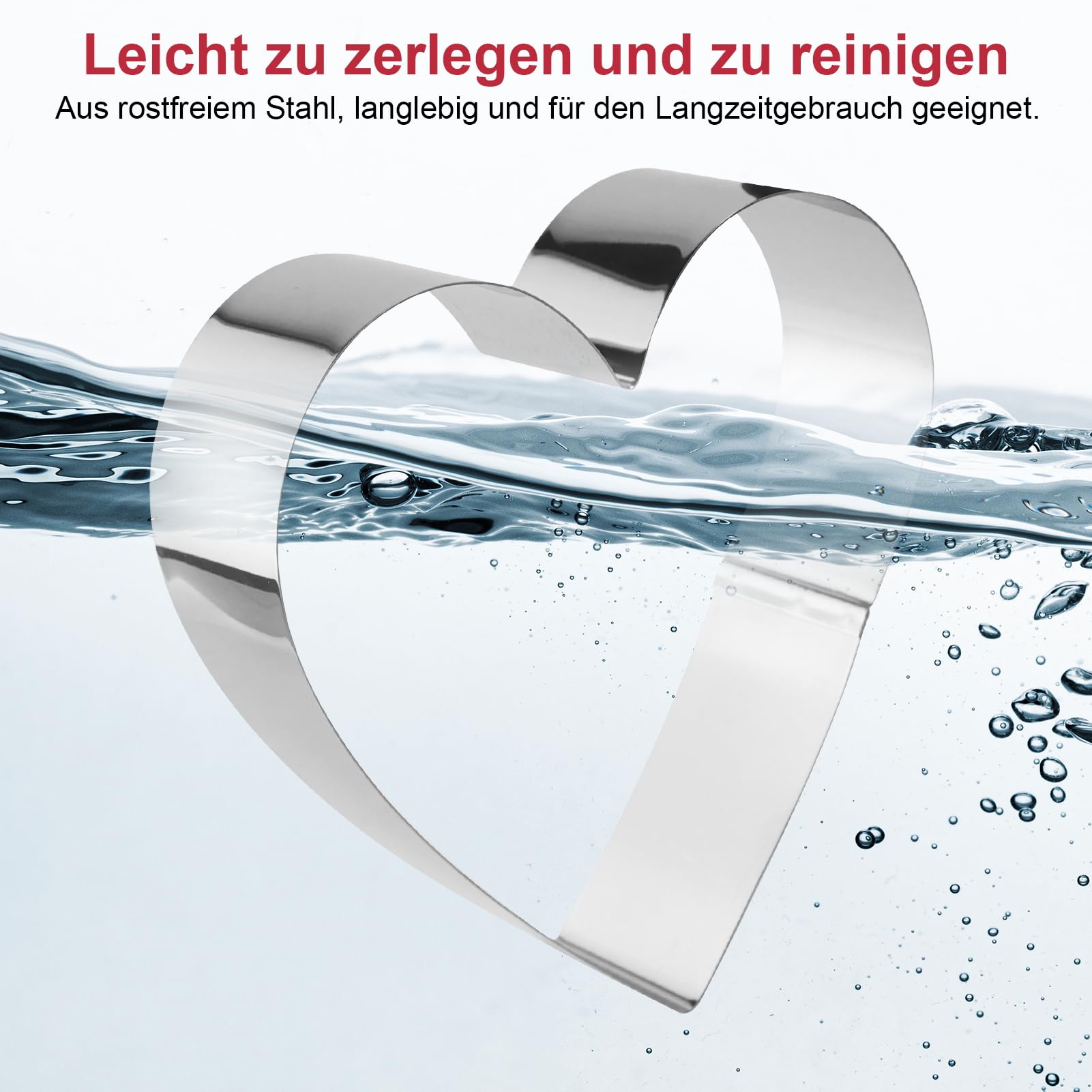 Herz-Tortenring-Set Aus Edelstahl – 3-teilig, Mit Deko-Kugeln