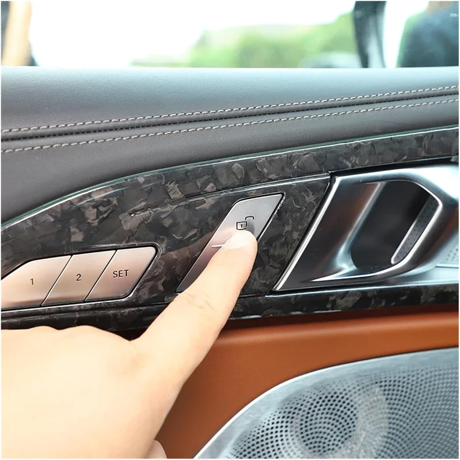 Compatible With BMW 8 Series G14 G15 G16 2018-2023 Real Carbon Fiber Car Door Handle Decorative Frame Sticker Interior Accessories(Black)