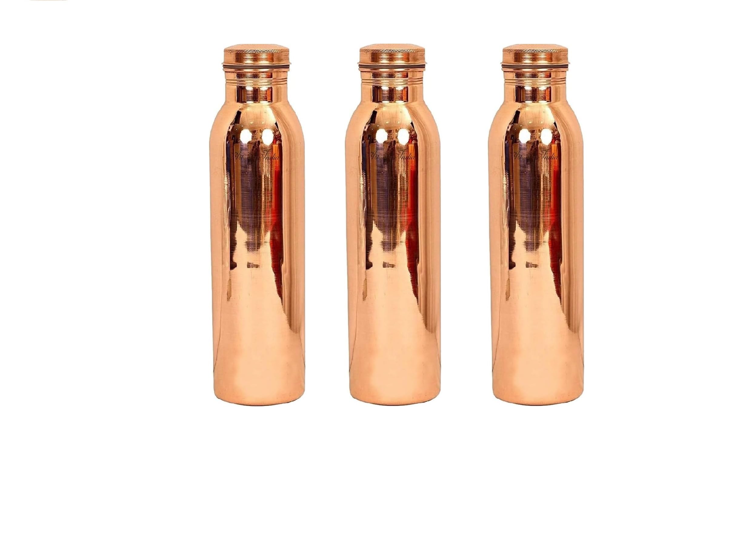 Pure Copper Water Bottle Drinkware Set 1000ml 34 OZ Capacity (PLAIN) (PACK OF 6)