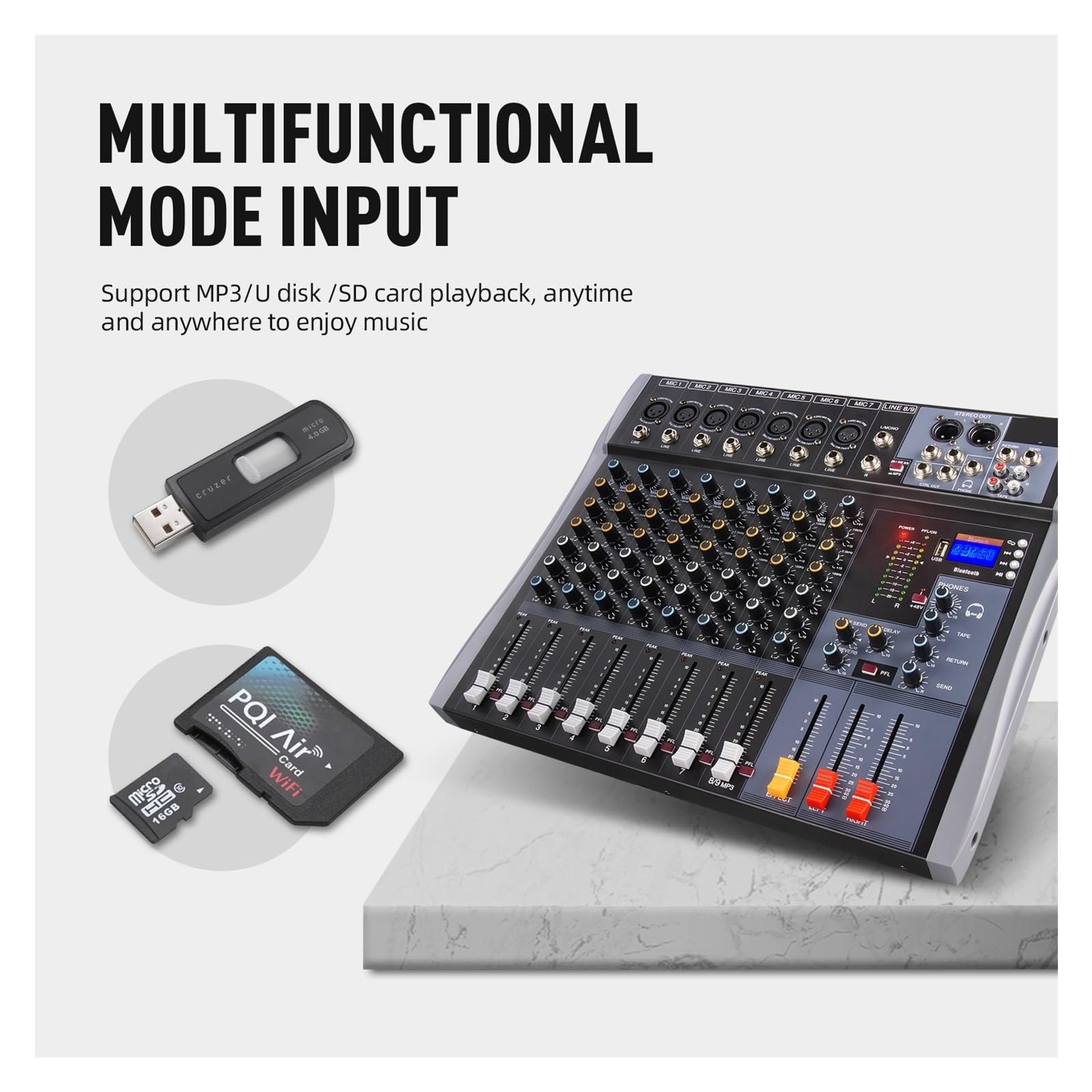 Console De Mixage Audio For DJ, Série CT, Connexion Bluetooth, Adaptée Aux Studios D'enregistrement, Bars Et Répétitions(12 black)