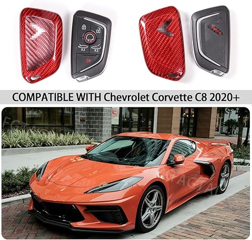 Miniatura 5 de Funda para llavero de fibra de carbono real para Chevrolet Corvette C8 2020-2023, funda para llavero, funda para llave inteligente de automóvil
