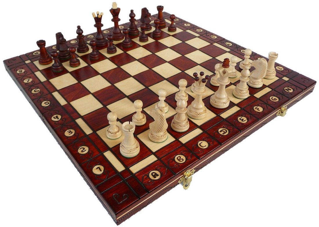Jeu d'échecs en Bois Senator 40 x 40 cm - Plateau d'échecs en Bois de Haute qualité - Ensemble de Jeu d'échecs Pliable - Ensemble de Jeu d'échecs avec pièces - Fait Main