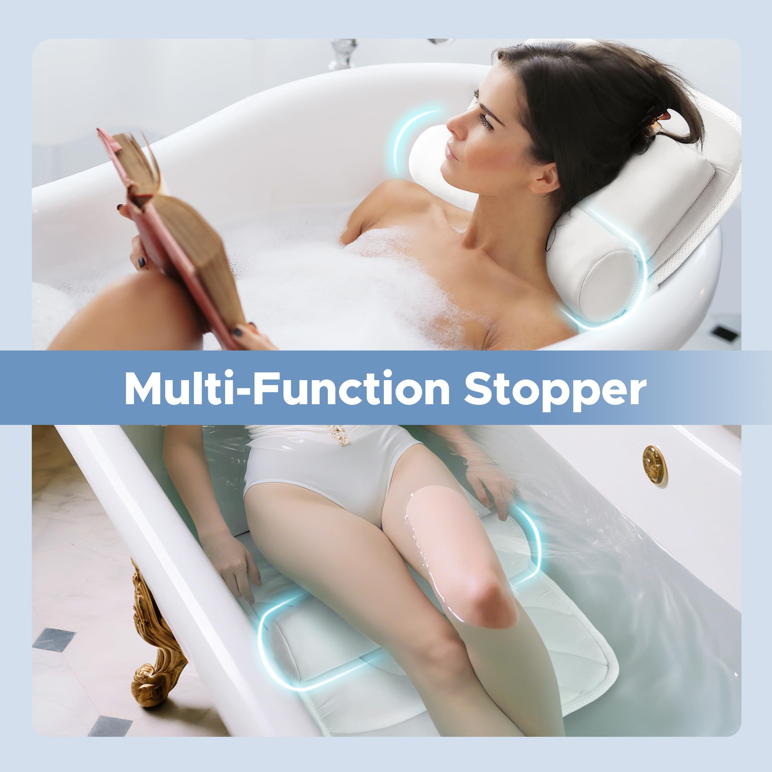Sunlit Full Body Bath Pillow with Lumbar Support