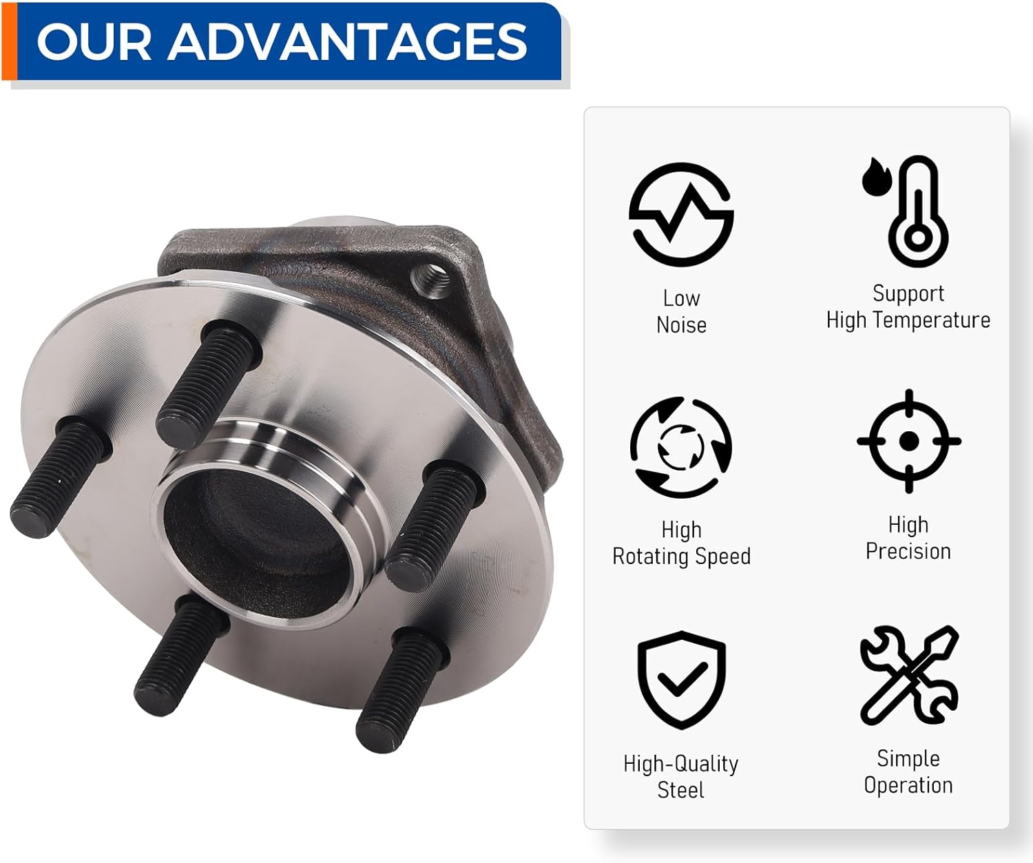 PAROD 512218 Rear Wheel Hub & Bearing Assembly Fit for 2003-2008 Pontiac Vibe, 2000-2005 Toyota Celica, 2003-2008 Corolla, Matrix FWD; Non-ABS - Image 6