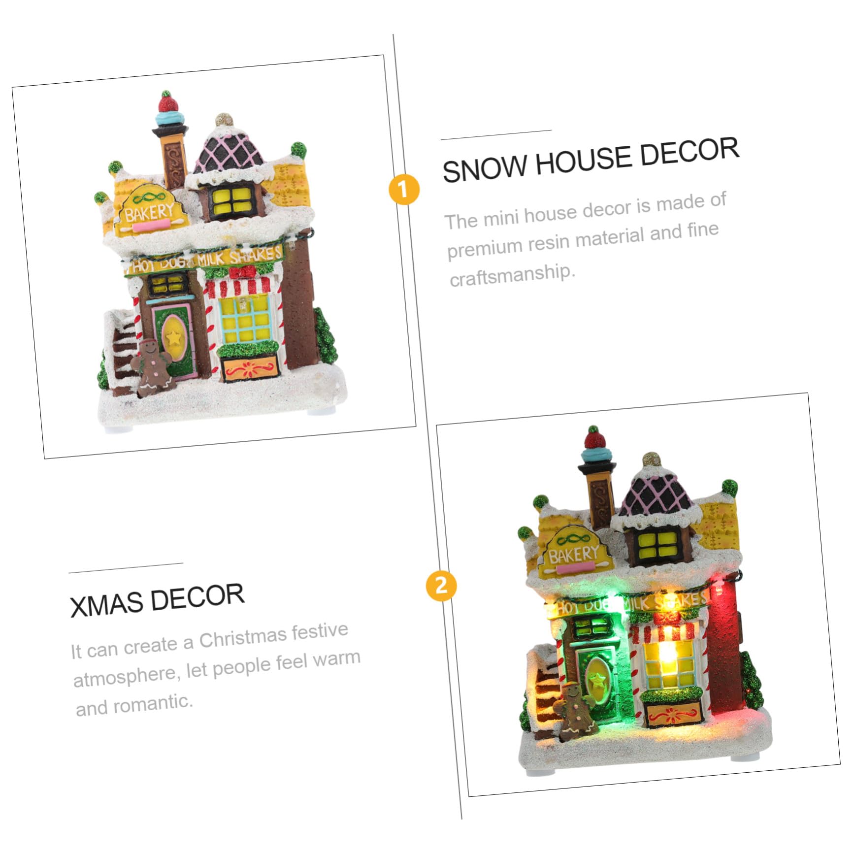 1pezzi Decorazione di Natale House in Resina Luci LED Regalo per Festa di Natale per Tavolo Soggiorno Camera da Letto Finestra