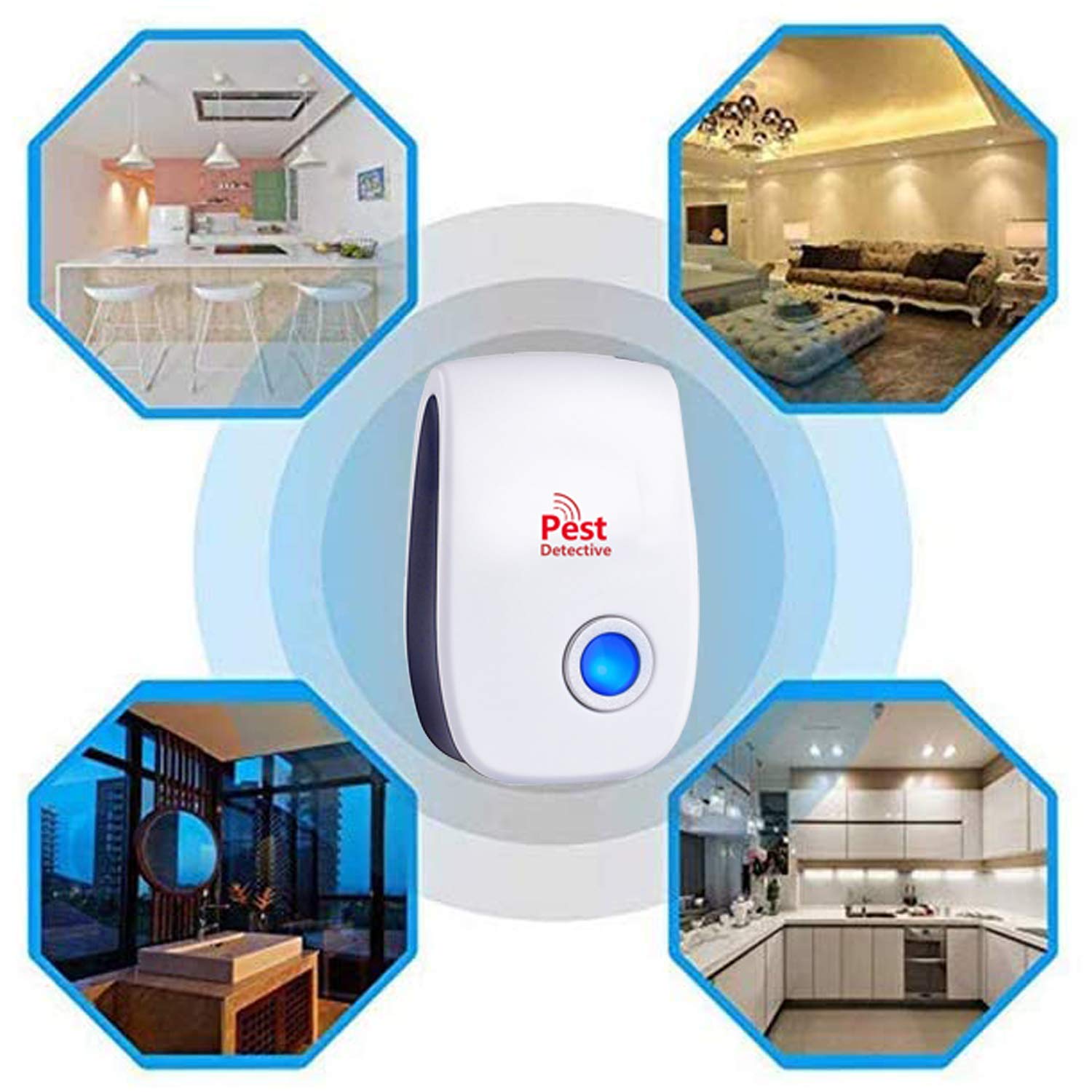 4 Pièces Intérieur électronique Ultrasonique Anti-moustique Cafard Ravageur Rats Contrôle Maison