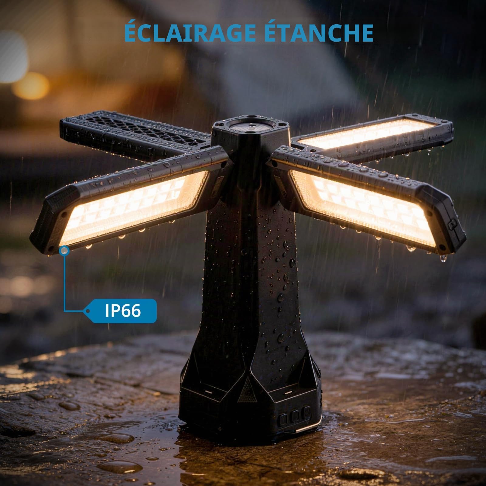 AUTOUTLET Lampe De Camping LED 16000 MAh, 4000 Lumens, Étanche IP66, Trépied Pliable 1,55 M, Lanterne De Camping Rechargeable Avec 5 Modes D'éclairage Pour Les Urgences, Le Garage, La Pêche